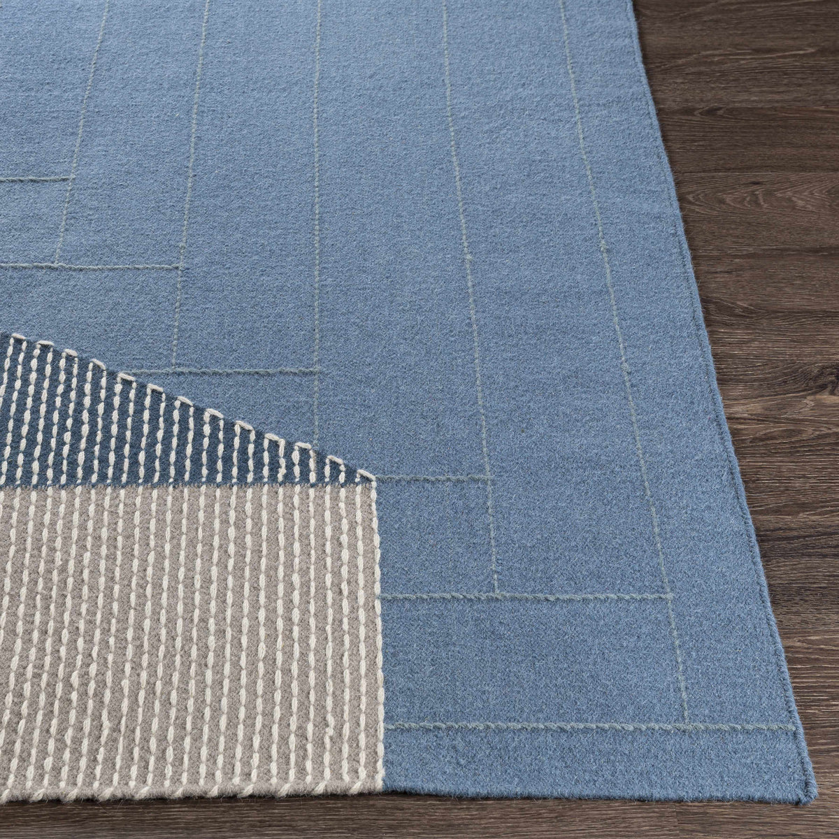 Blue Hanwood Wool Blend Braided Area Rug - Clearance
