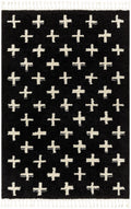 Anda White Cross on Black Plush Rug - Clearance