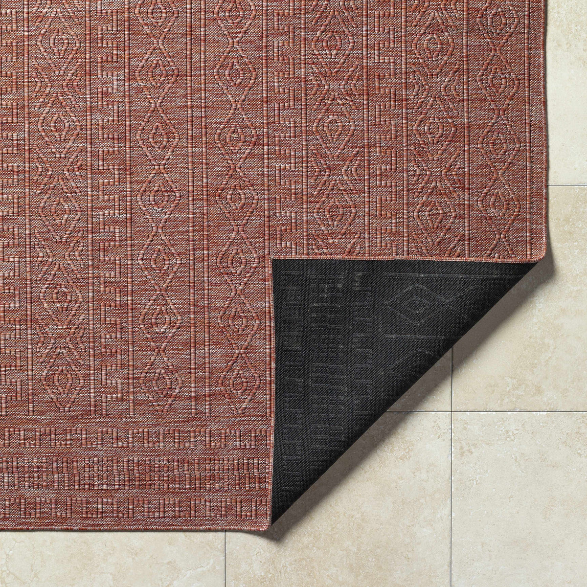 Nuela Burgundy Outdoor Area Rug - Clearance