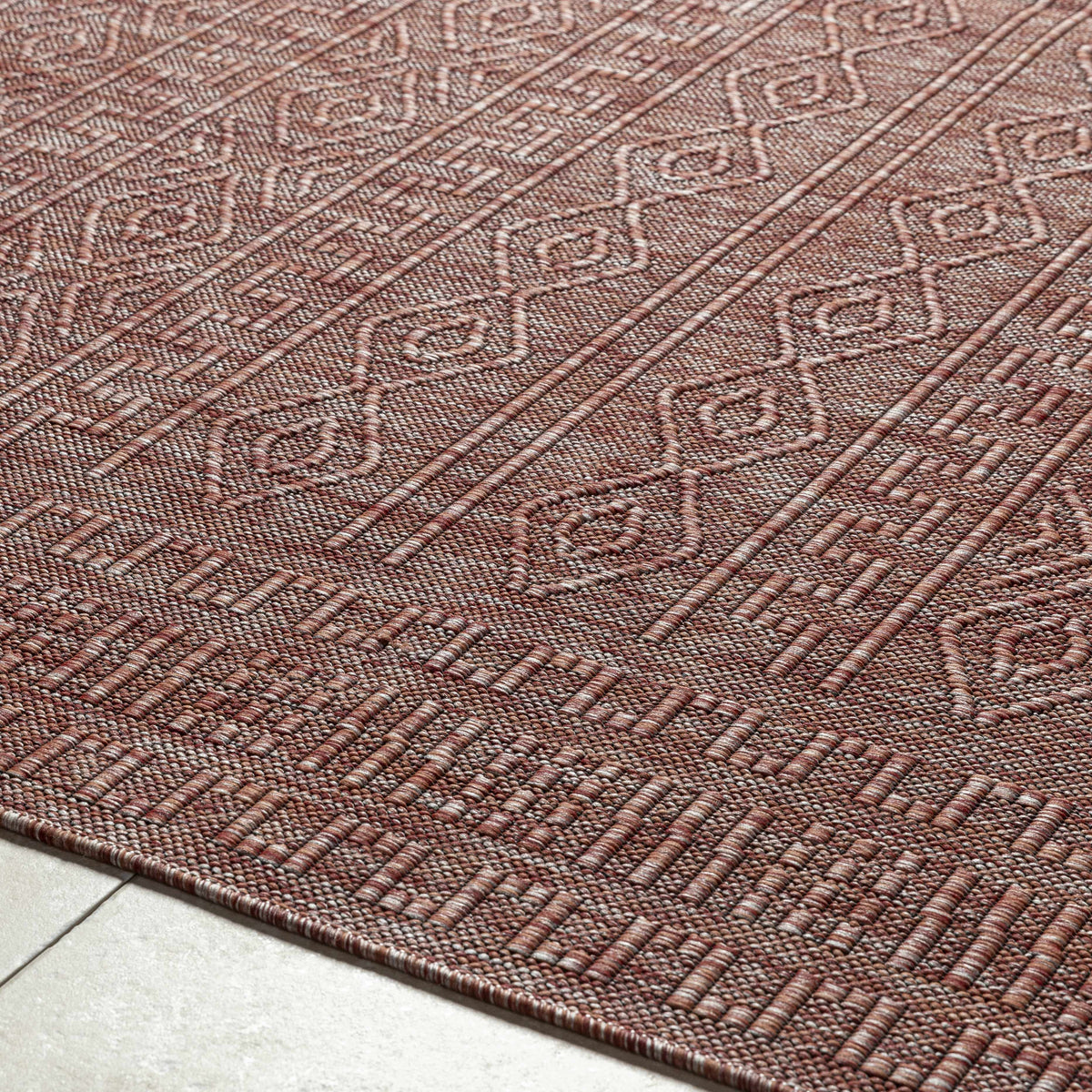 Nuela Burgundy Outdoor Area Rug - Clearance