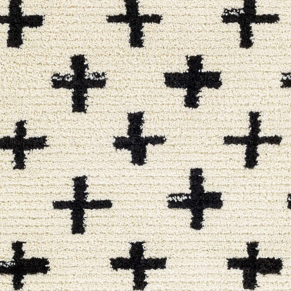 Anda Black on White Moroccan Plush Rug - Clearance