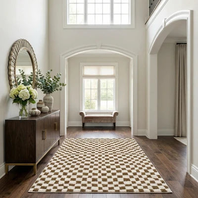 Aveline Soren Brown & White Contemporary Shag Rug