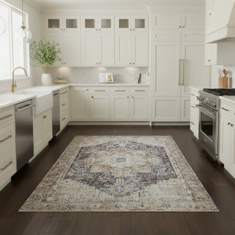 Beige Rosman Washable Area Rug