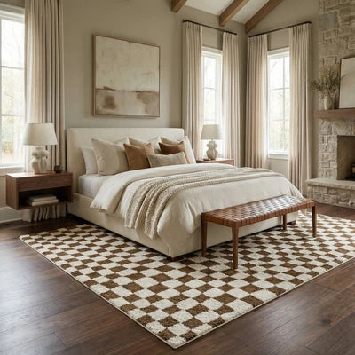 Aveline Soren Brown & White Contemporary Shag Rug