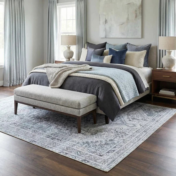 Barny Gray Denim Washable Rug - Clearance
