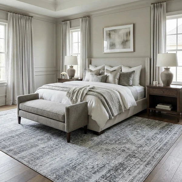 Barny Gray Blue Washable Rug - Clearance