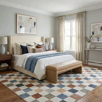 Alie Colorful Checkered Washable Runner Rug