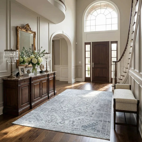 Barny Gray Denim Washable Rug - Clearance