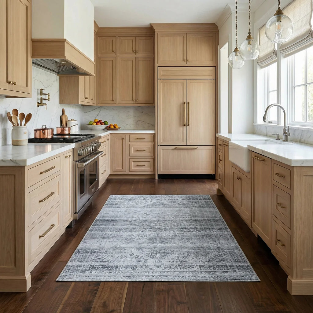 Barny Gray Blue Washable Rug - Clearance