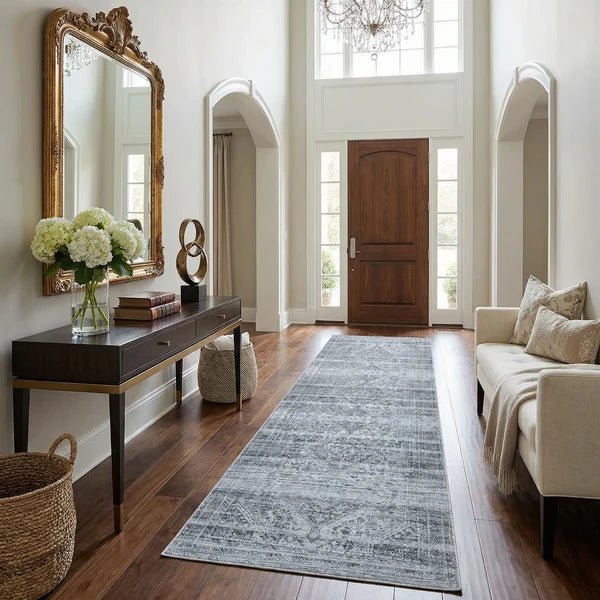 Barny Gray Blue Washable Rug - Clearance