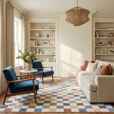 Alie Colorful Checkered Washable Runner Rug