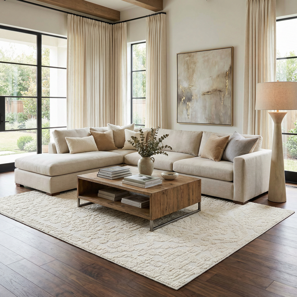 Beren Cream Washable Area Rug - Clearance
