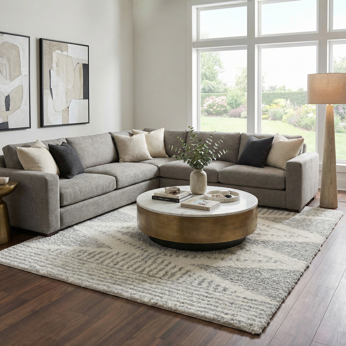 Arden Elara Gray & Cream Shag Rug