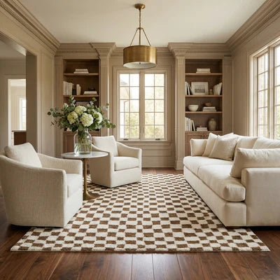 Aveline Soren Brown & White Contemporary Shag Rug