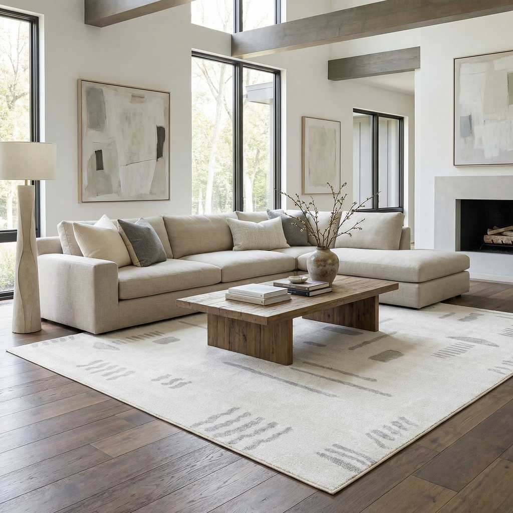 Eitan Modern Washable Off-White Rug - Clearance
