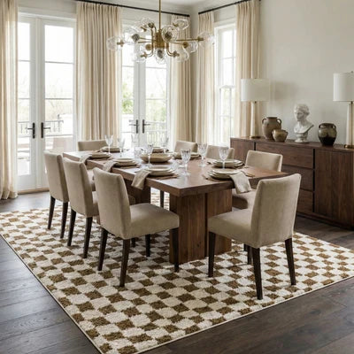 Aveline Soren Brown & White Contemporary Shag Rug