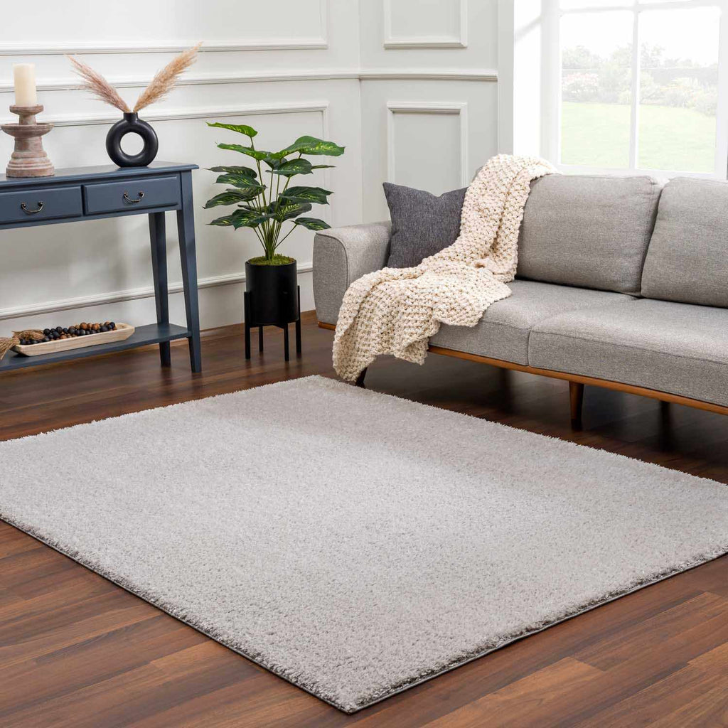 Lunaro Gray Subtle Wavy Abstract Modern Minimalist Polyester Machine Woven Area Rug