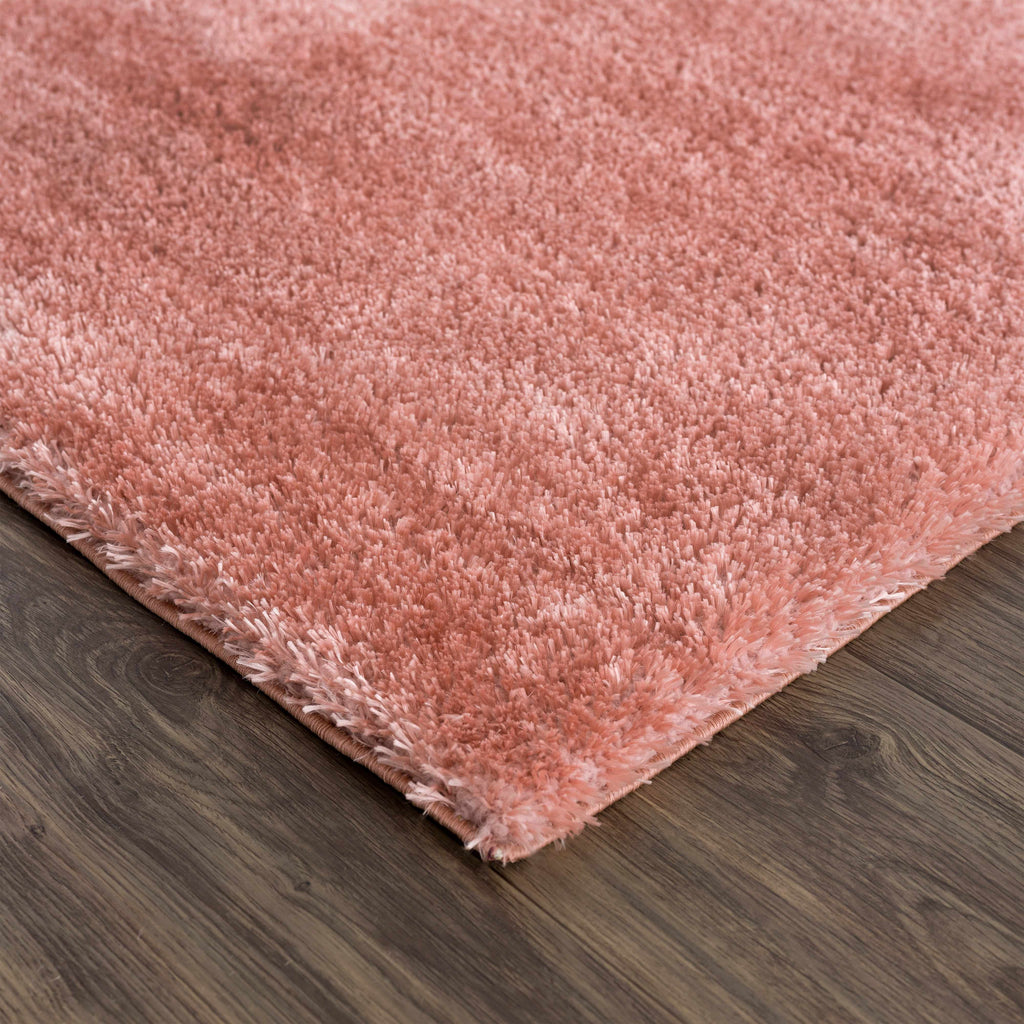 Rosava Dusty Pink Subtle Wavy Abstract Modern Minimalist Polyester Machine Woven Area Rug - Clearance