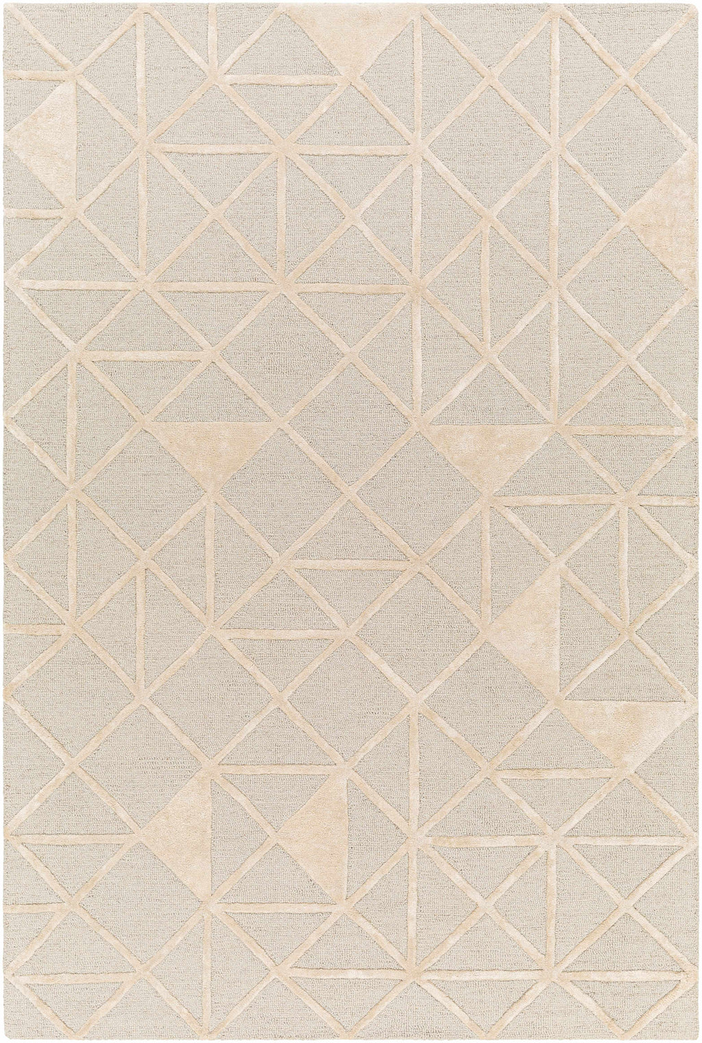 Botiu Blue Geometric Hand Tufted Wool Area Rug - Clearance