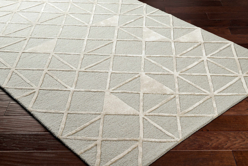 Botiu Blue Geometric Hand Tufted Wool Area Rug - Clearance