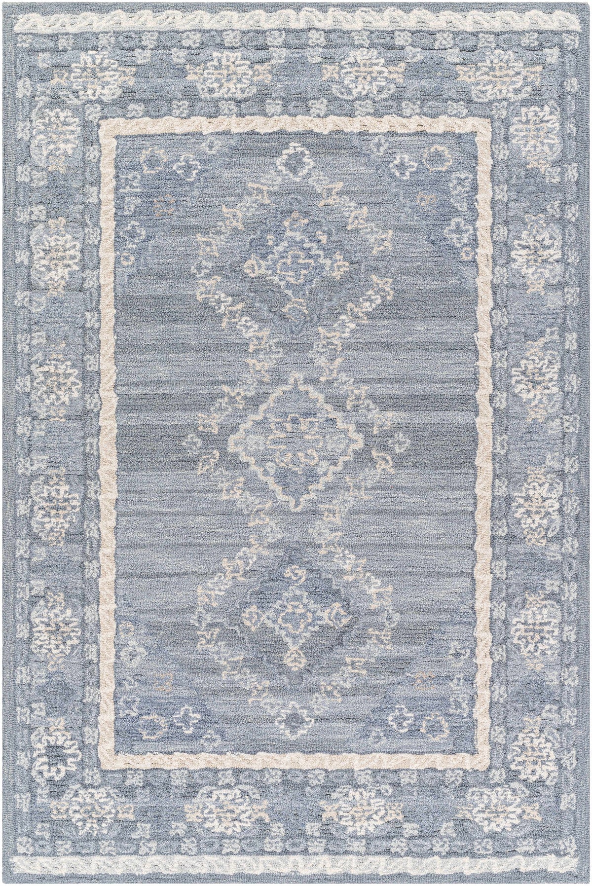 Alena Gray Blue Wool Blend Area Rug - Clearance