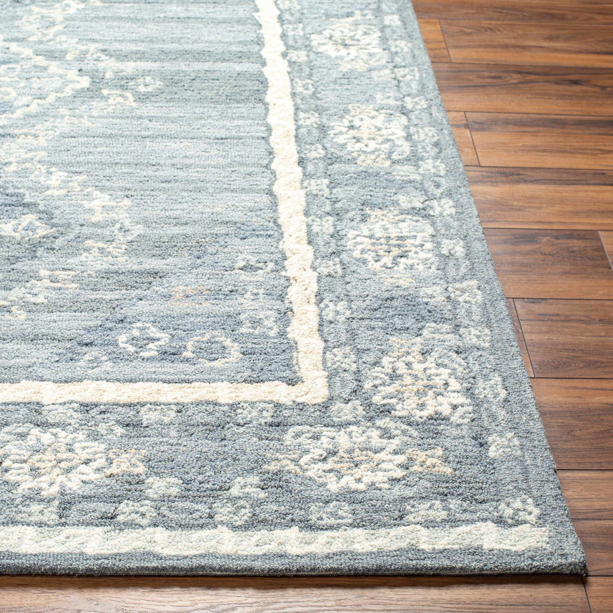 Alena Gray Blue Wool Blend Area Rug - Clearance