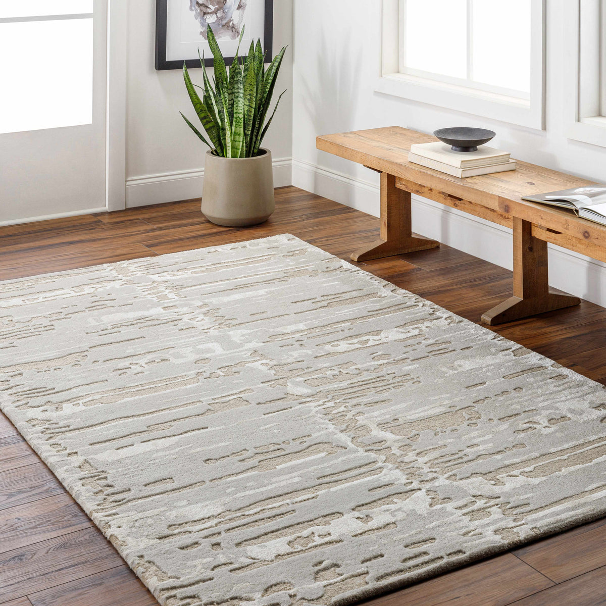 Kadin Gray Abstract Area Rug - Clearance