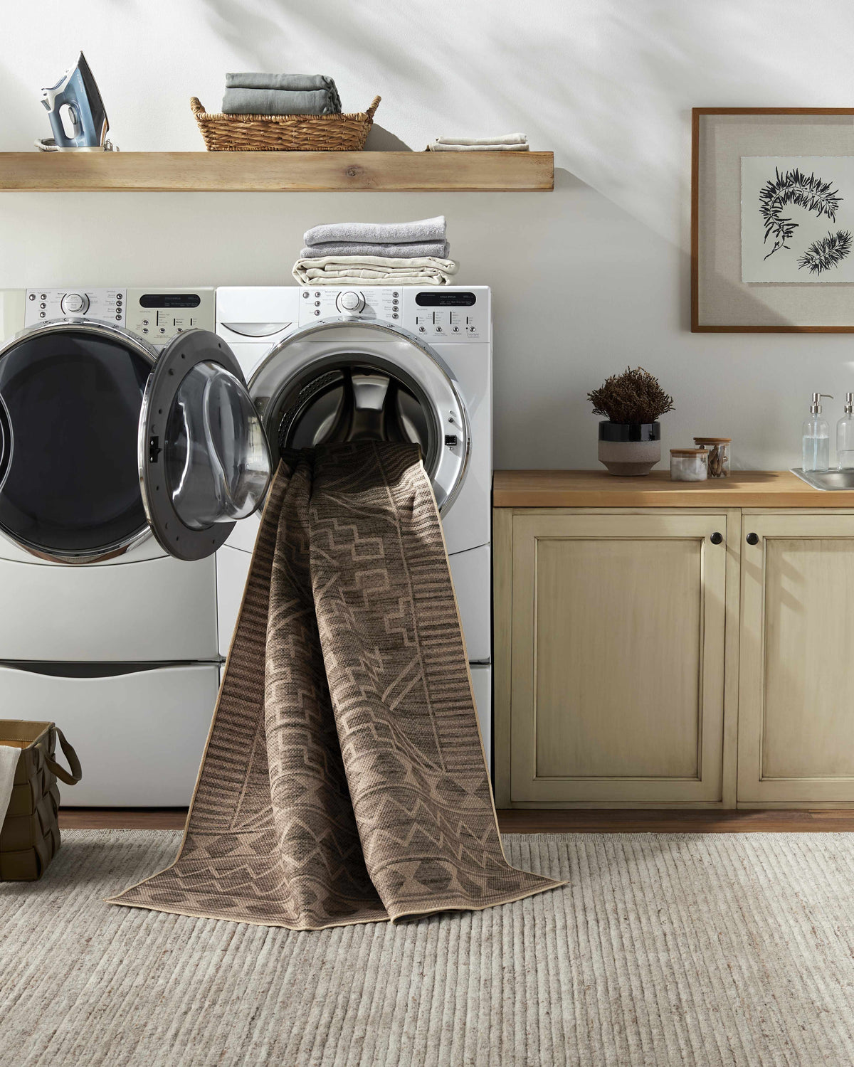 Halle Tan Washable Area Rug - Clearance