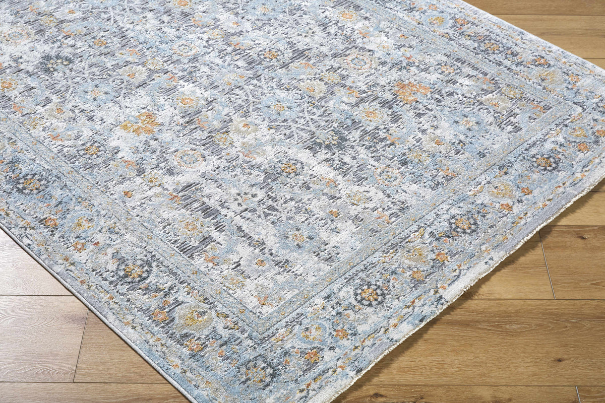 Finn Silver Blue Area Rug - Clearance