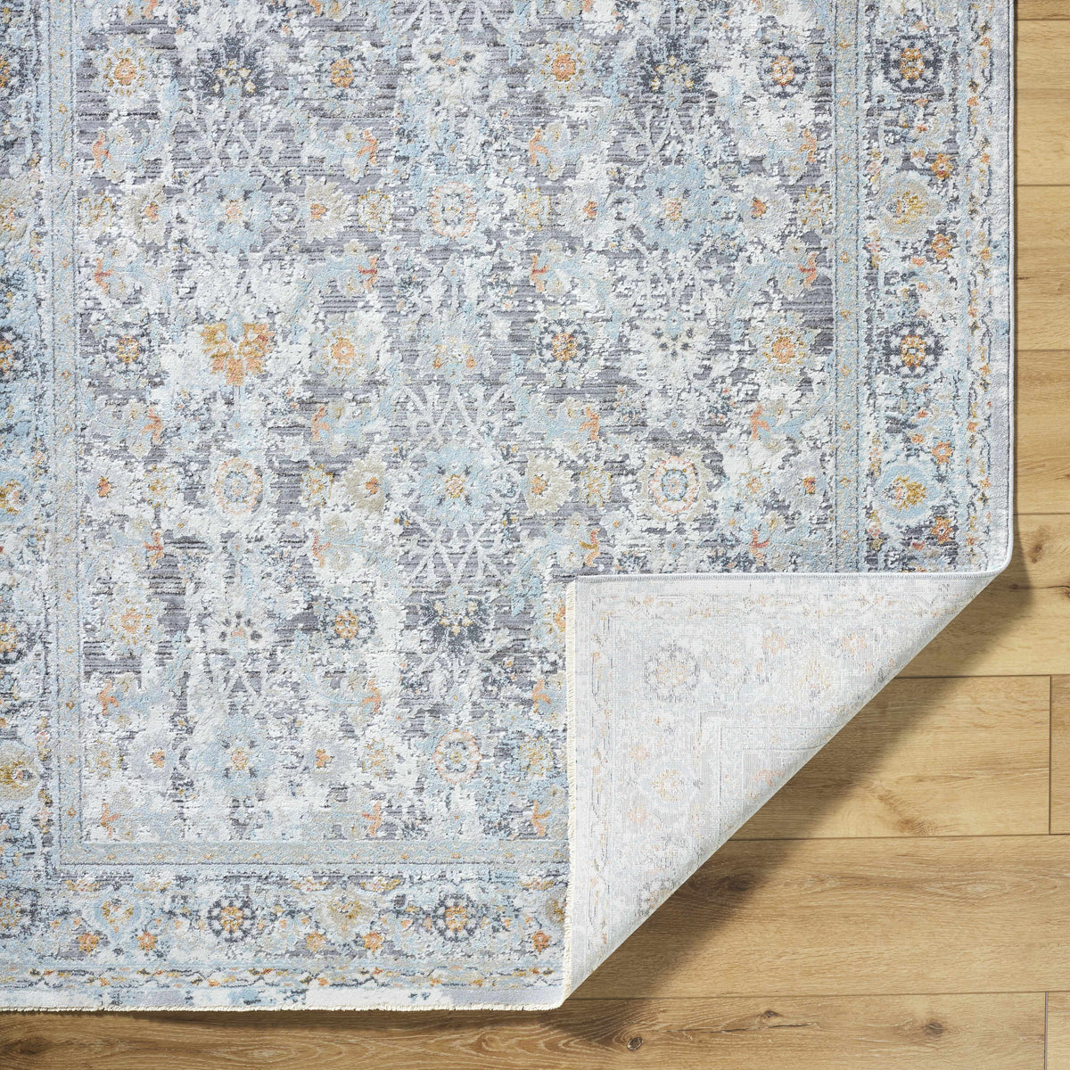 Finn Silver Blue Area Rug - Clearance