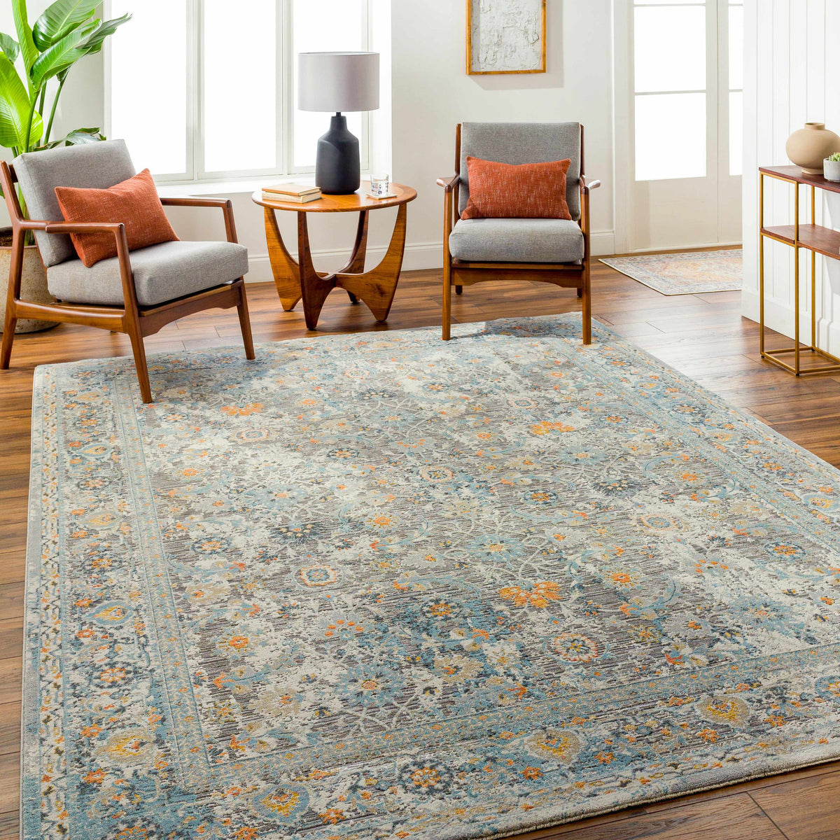 Finn Silver Blue Area Rug - Clearance