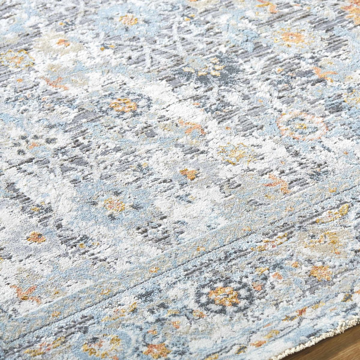 Finn Silver Blue Area Rug - Clearance