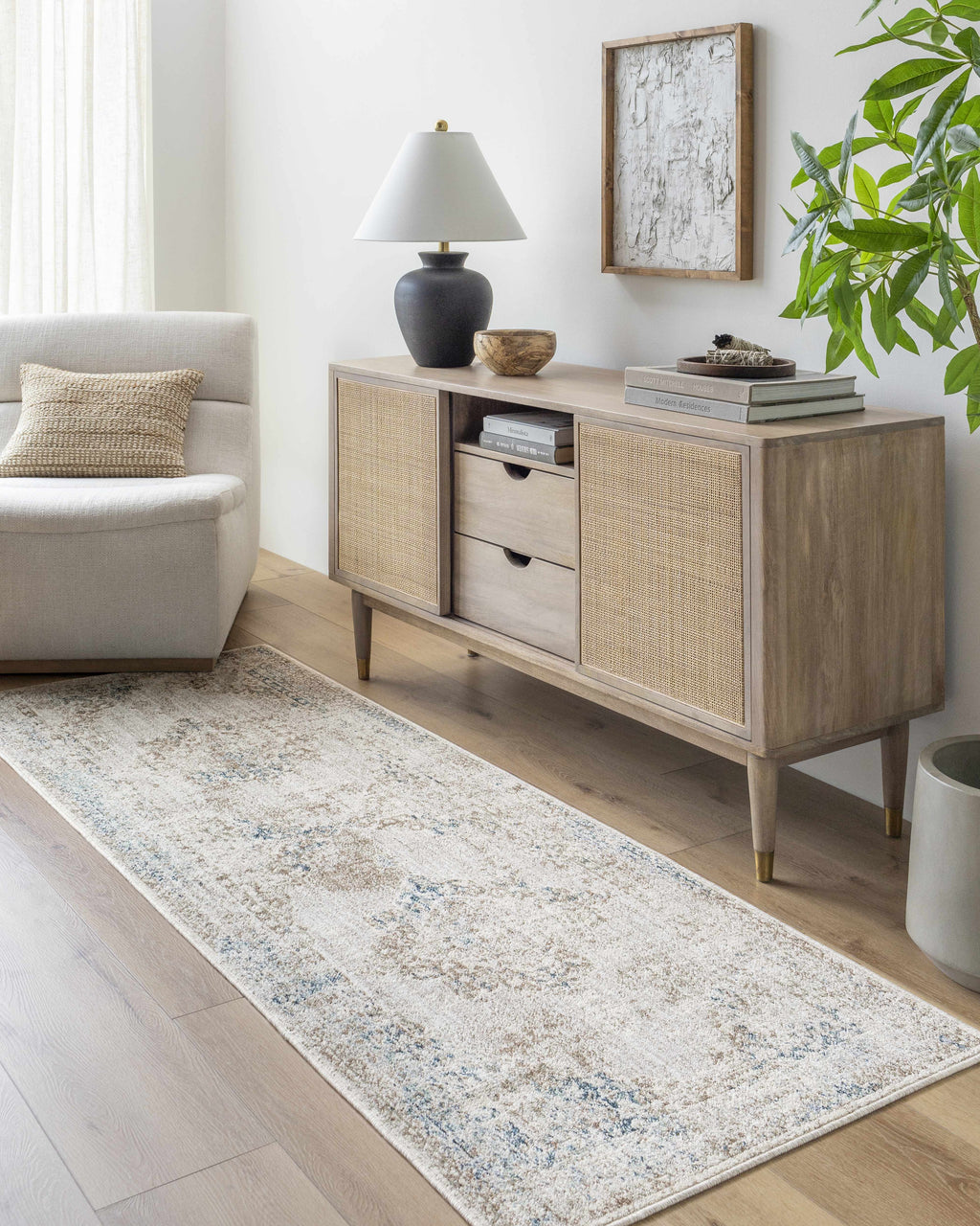 Kosta Beige & Blue Medallion Area Rug - Clearance