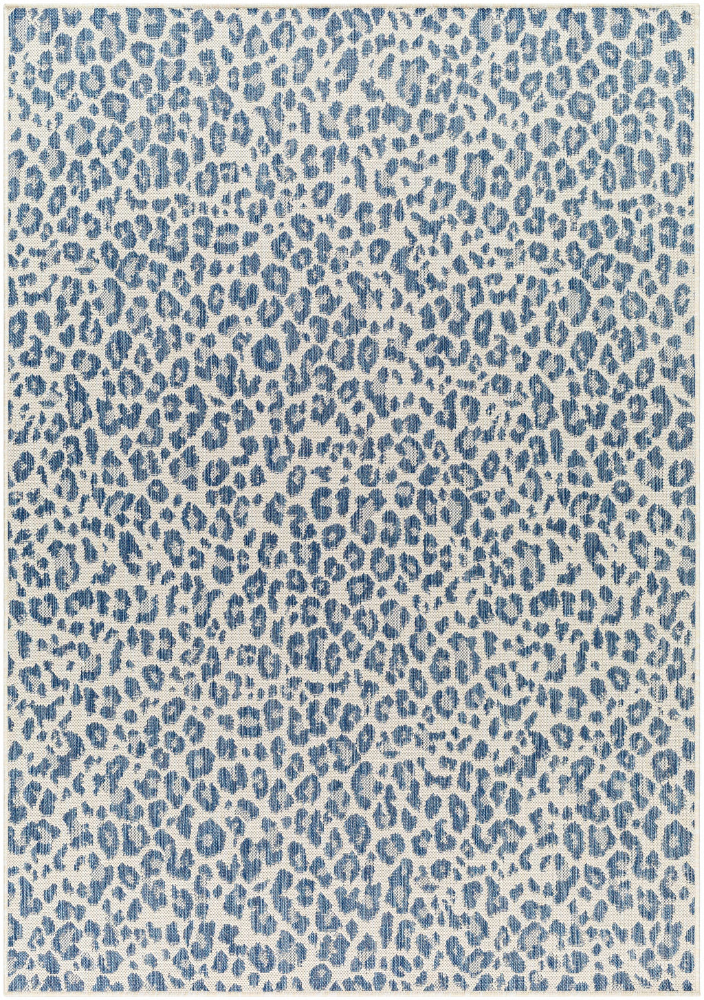 Garbo Blue Leopard Print Outdoor Area Rug - Clearance