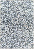 Garbo Blue Leopard Print Outdoor Area Rug - Clearance