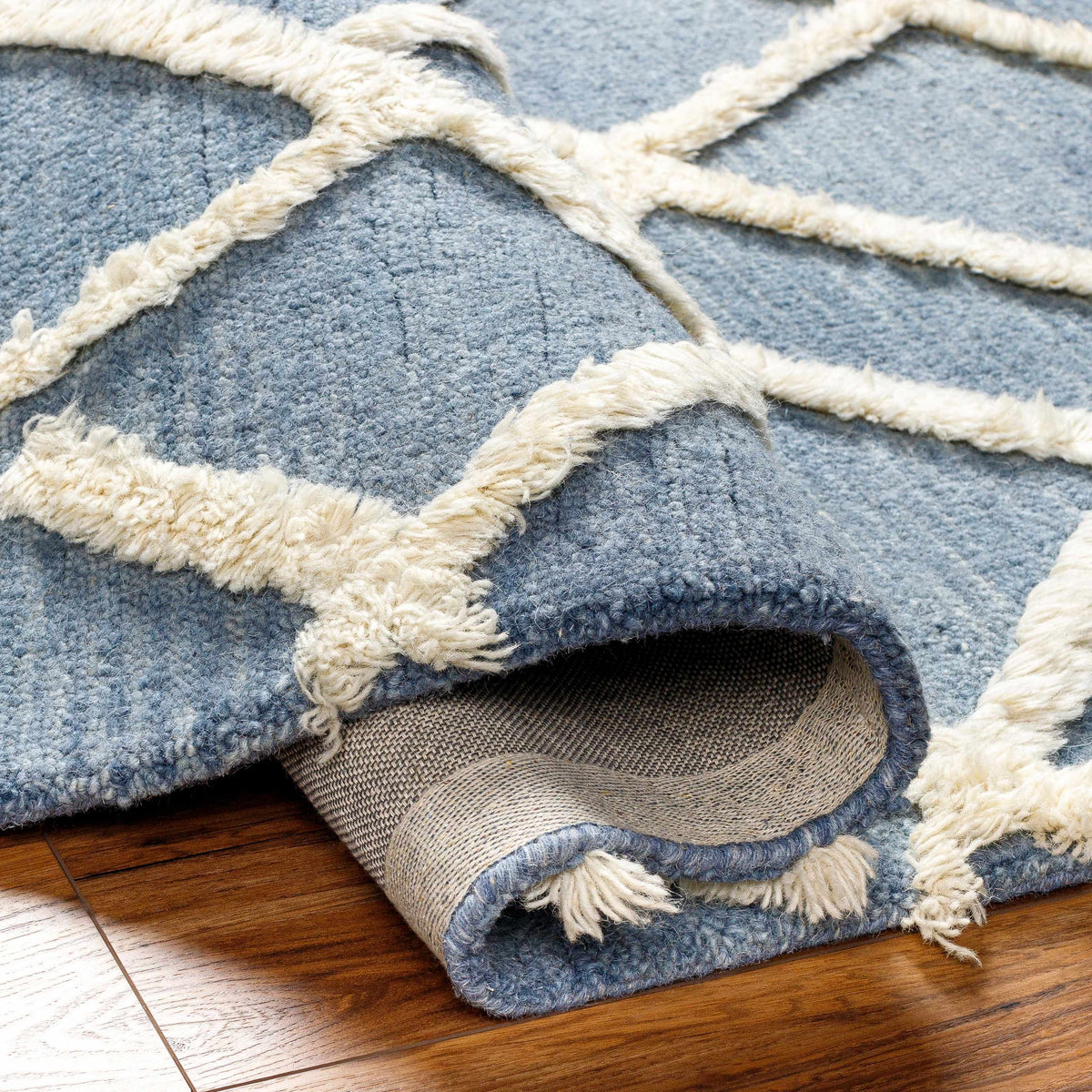 Adica Blue Wool Area Rug - Clearance