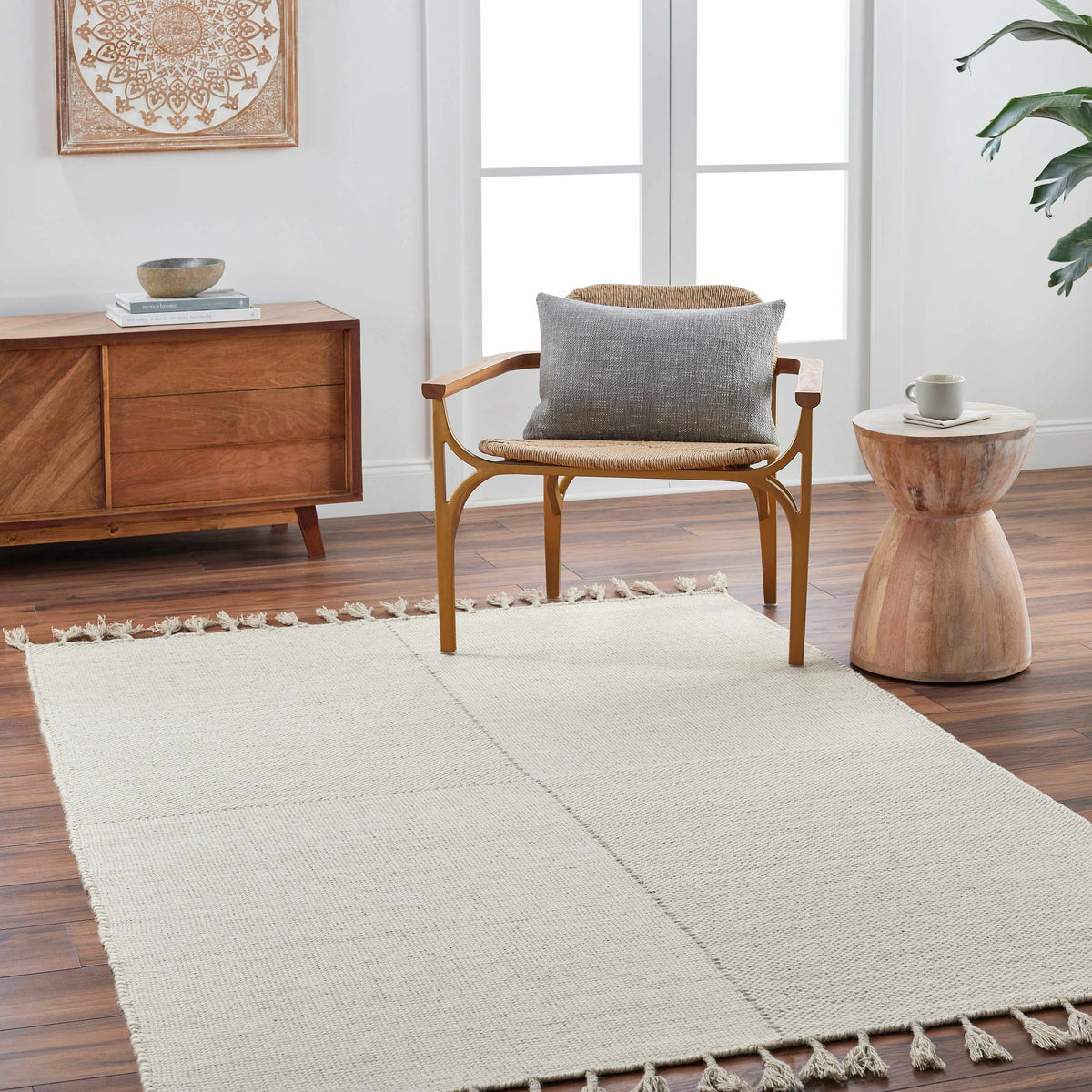 Abhay Cream Wool Area Rug - Clearance