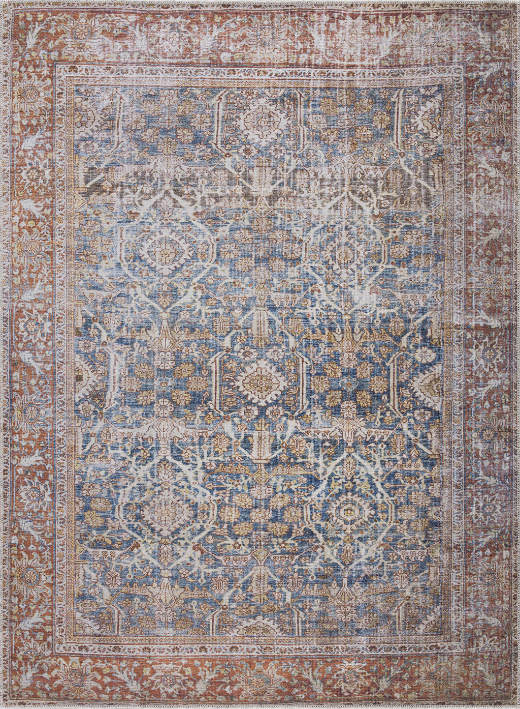 Rust Mair Traditional Washable Area Rug