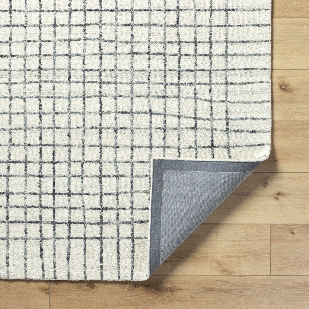 Yates White Grid Wool Area Rug - Clearance