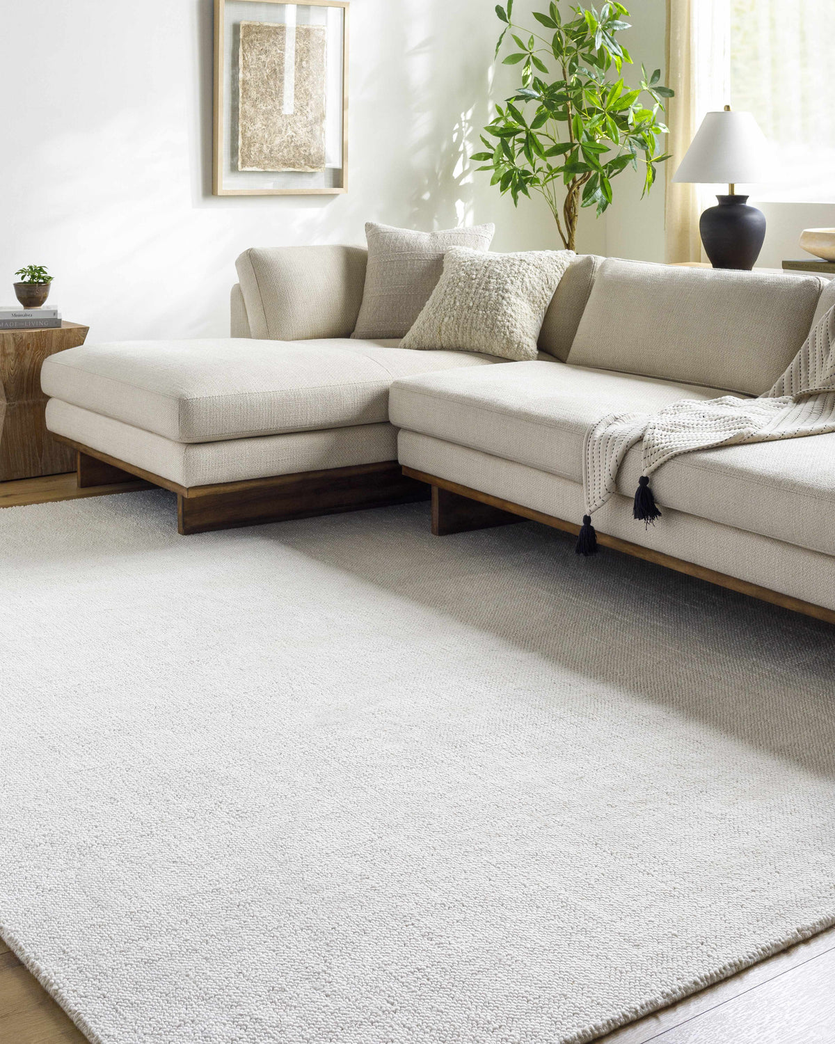 Zareh Off White Solid Area Rug - Clearance