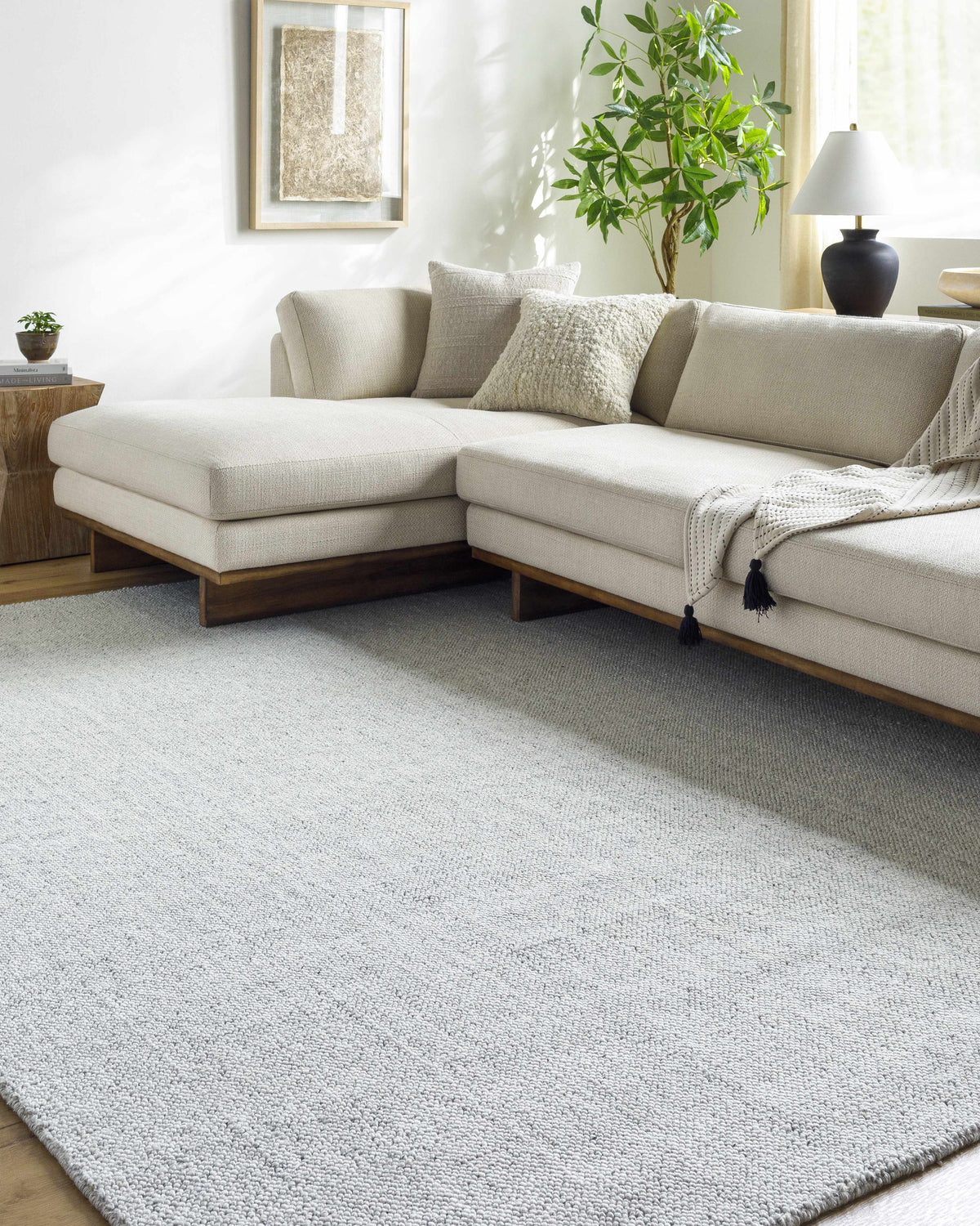 Zareh Gray Blue Solid Area Rug - Clearance