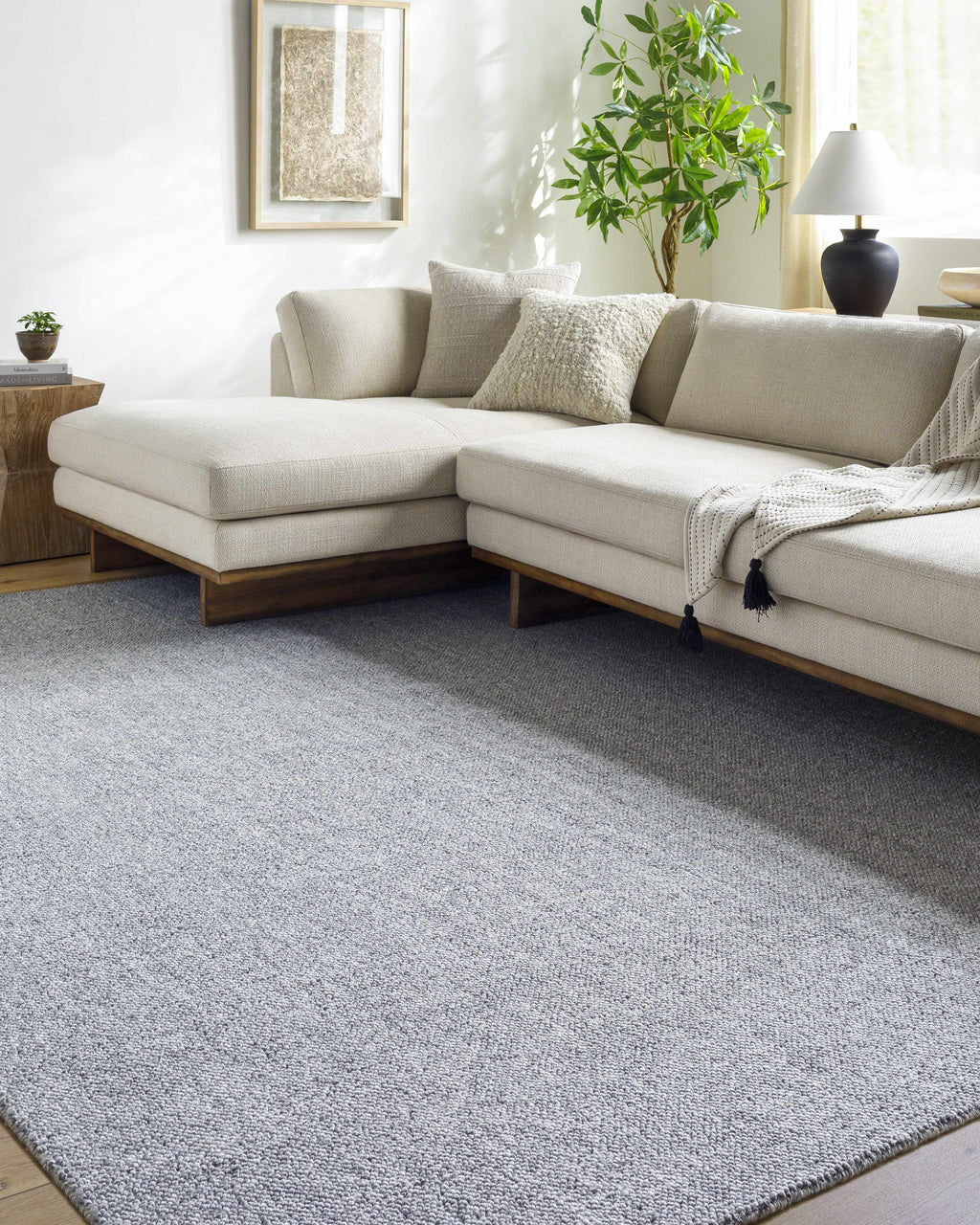 Zareh Blue Solid Area Rug - Clearance