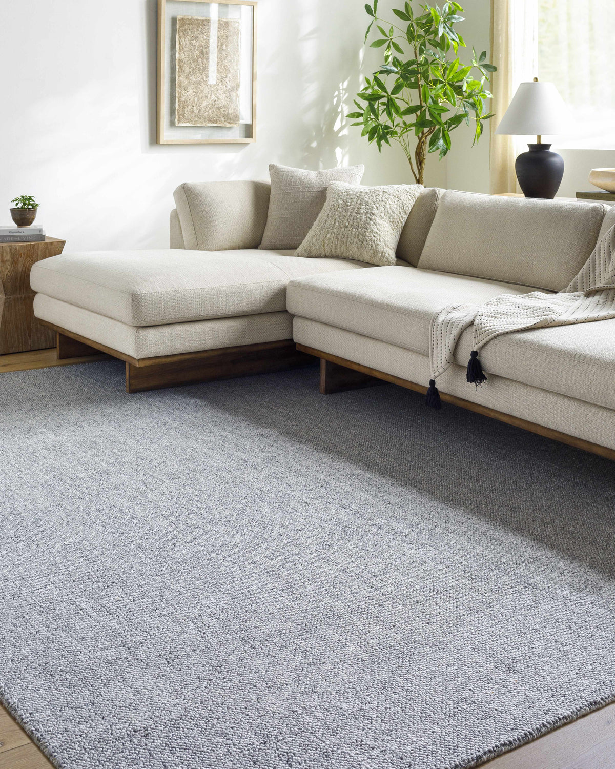 Zareh Blue Solid Area Rug - Clearance